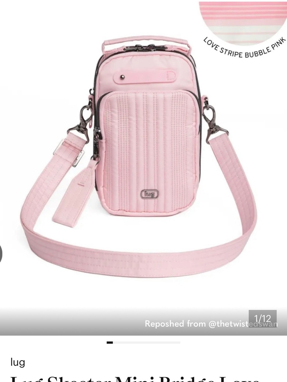 NWT- lug Quilted Mini Crossbody Bag - Bubble Pink